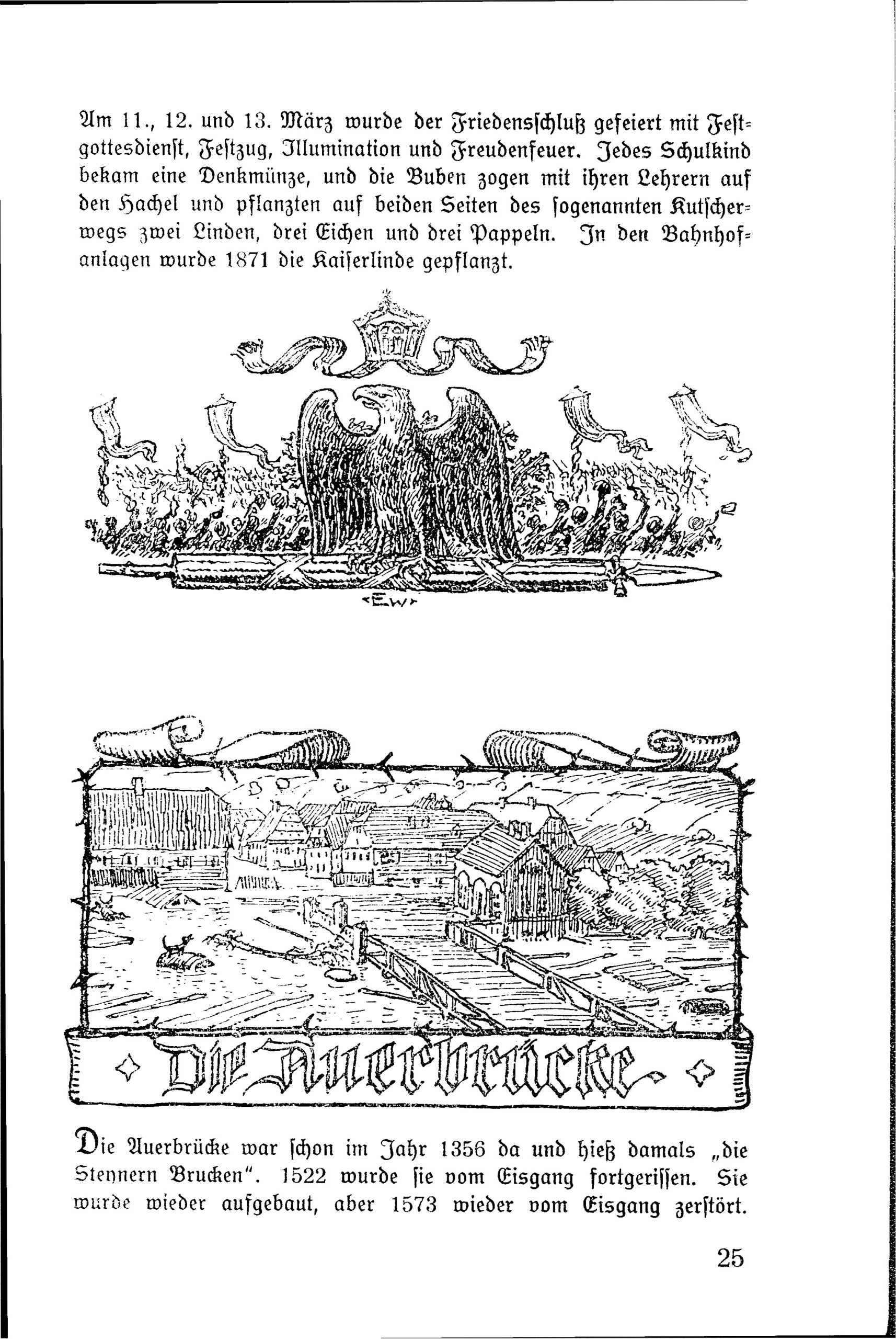 Historische Illustration der Auerbrücke