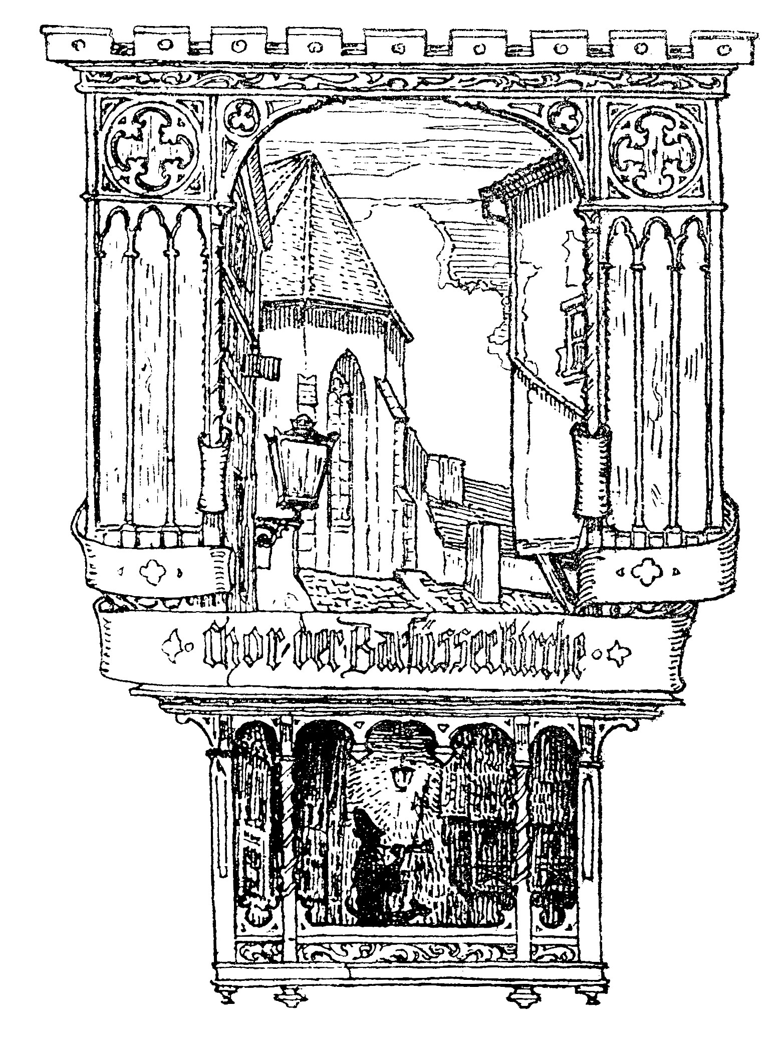 Historische Illustration zur Barfüßergasse in Pforzheim